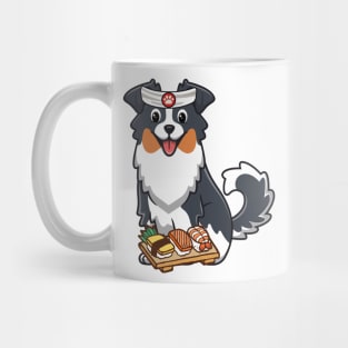 Funny Collie dog is a sushi chef Mug